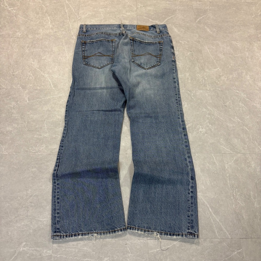 Aeropostale Diggs Slim Bootcut Jeans Mens 34x32 Medium Wash Blue Cotton Denim